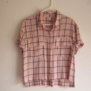 BP Pink Black Stripe Button Down Top SZ - M